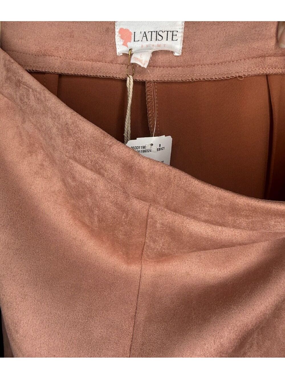 L' Atiste Women’s Blush Pink Faux Suede Skinny Pants NWT - Picture 5 of 6